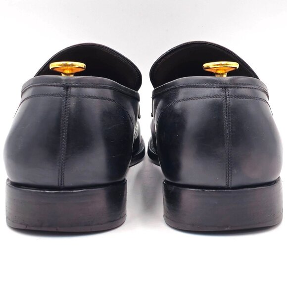 Vintage Salvatore Ferragamo Italy Mens 13D Black Leather Dress Shoes Bit Loafers - Picture 8 of 15